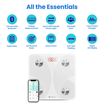 Etekcity Smart Rechargeable Scale for Body Weight, BMI, Fat, Muscle Mass, FSA&HSA Eligible, Digital Bathroom Scale with 13 Metrics, Secret Mode, Bluetooth Connect to Free Apps, Rainbow White