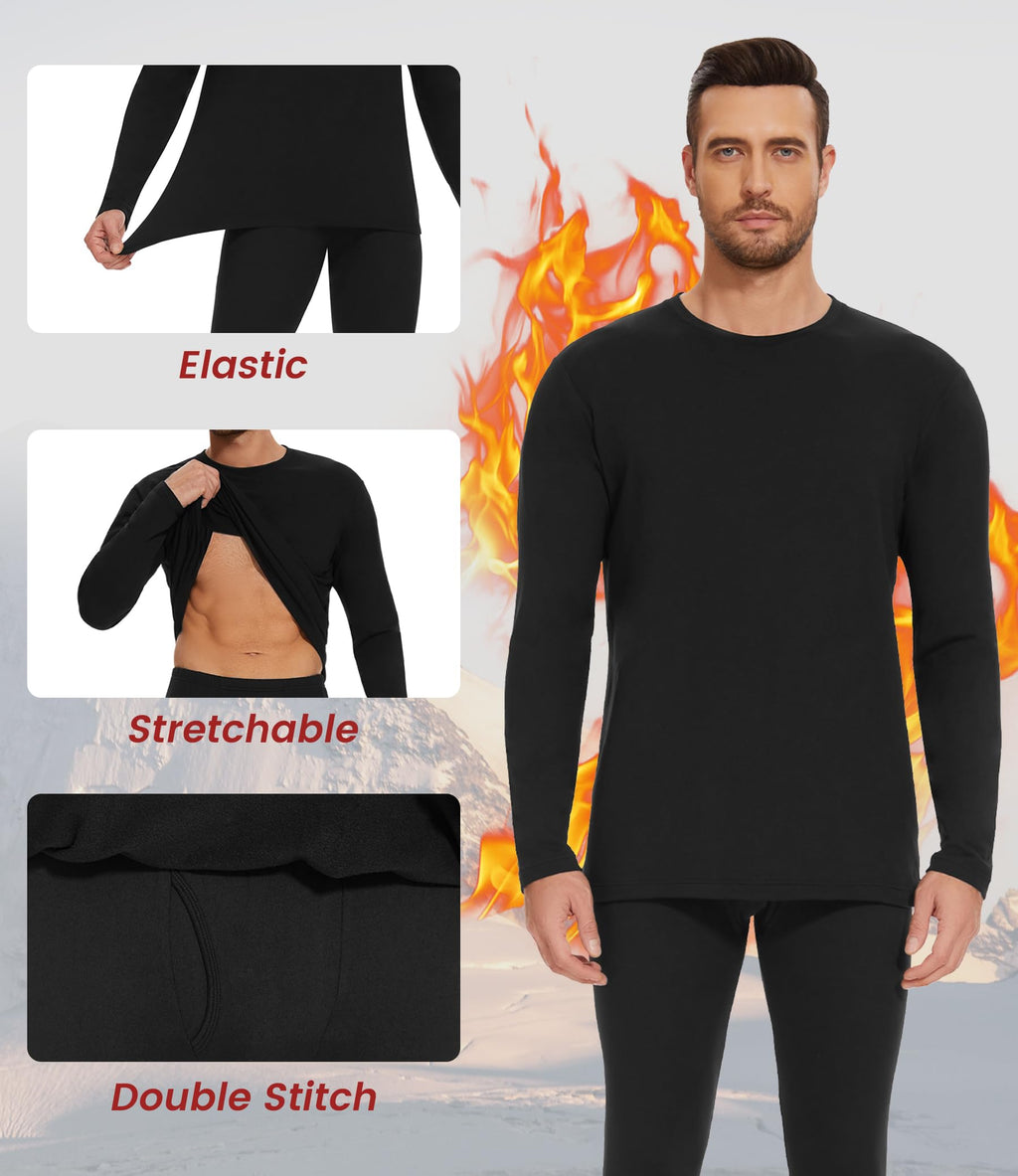 Thermal Underwear for Men Long Johns Set - Fleece Lined Base Layer for Cold Weather Winter Clothes