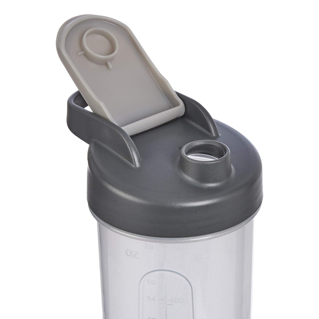 Amazon Basics Protein Shaker Bottle with Mixer Ball, Cups for Shakes, 20 oz, 2-Pack, Gray, 11.8x9x23 cm