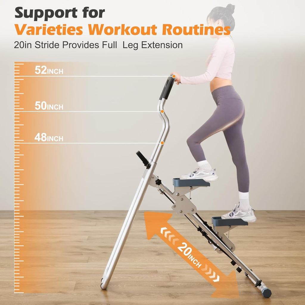 Vertical Climber Stair Stepper for Home Gym Folding Stair Climber Stepping Exercise Machine with Handlebar 3-Level Adjustable Height Non-Slip Pedals LCD Display Full Body Cardio Workout Equipment