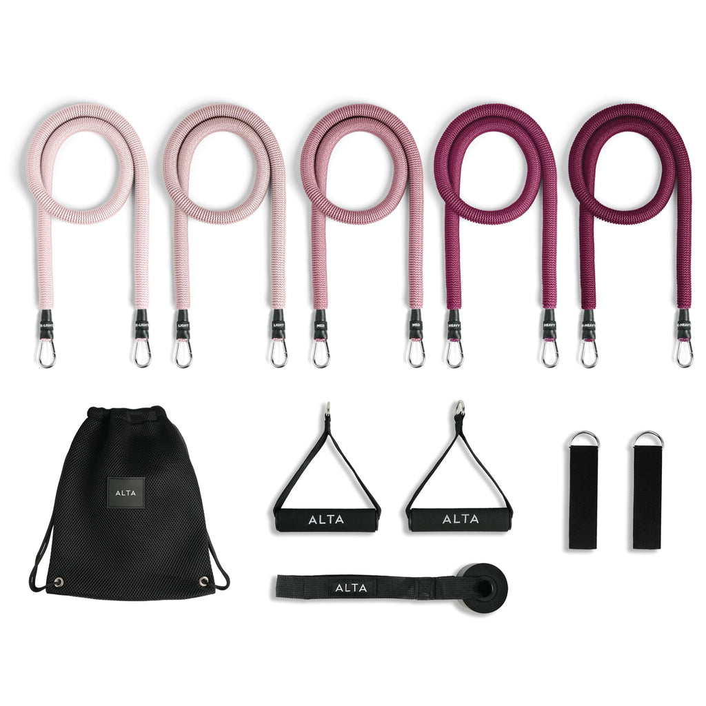 ALTA Resistance Tube Bands for Women - Full Kit Resistance Bands for Working Out with Handles, Ankle Straps, Door Anchor – Home Workout Bands for Physical Therapy, Pilates Long Exercise Bands Set
