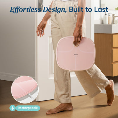 Etekcity Smart Rechargeable Scale for Body Weight, BMI, Fat, Muscle Mass, FSA&HSA Eligible, Digital Bathroom Scale with 13 Metrics, Secret Mode, Bluetooth Connect to Free Apps, Rainbow White