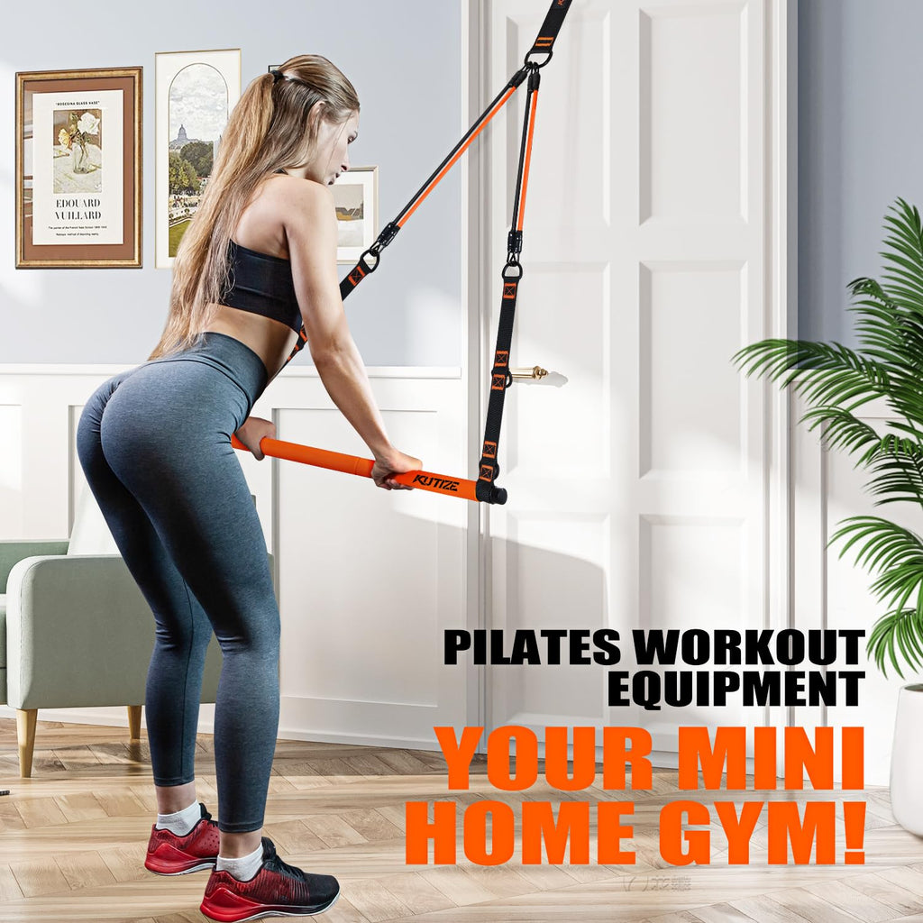 Pilates Bar Kit with Resistance Bands, Pilates Equipment, Multifunctional Pilates Bar for Women & Men, Pilates kit for Hip, Back, Arm, Full-Body Workouts, Home Gym Strength Training Equipment