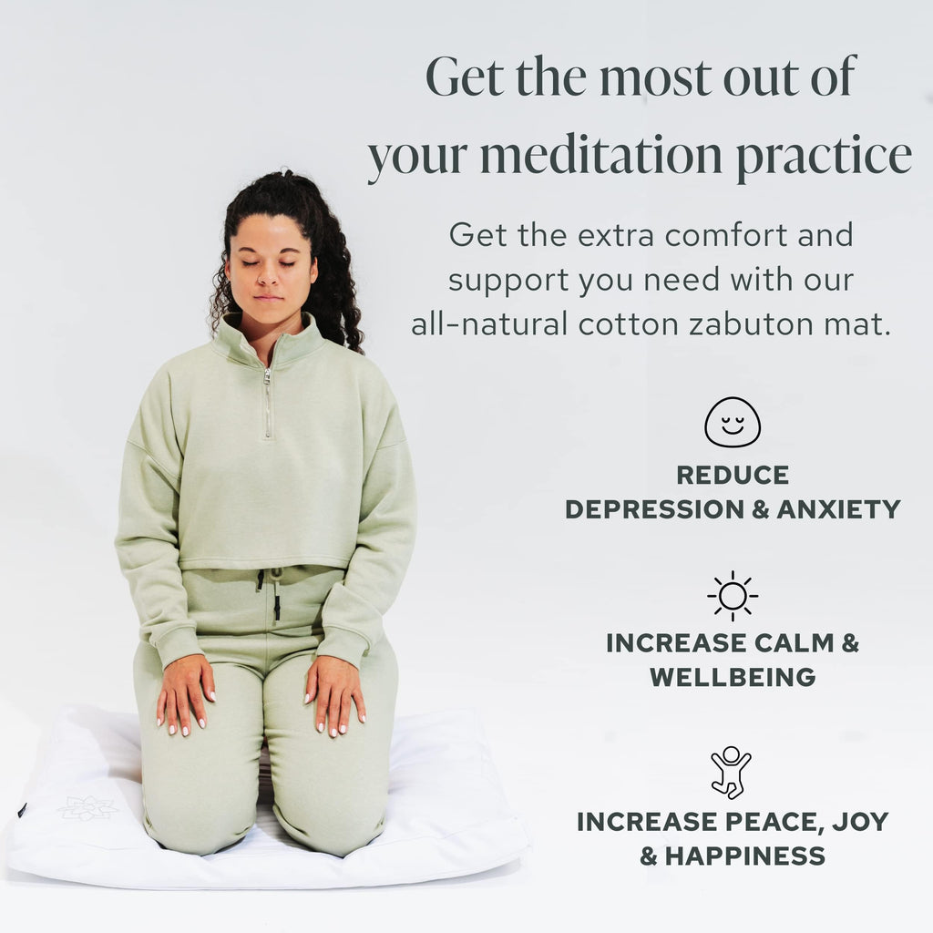 Mindful & Modern Zabuton Meditation Mat - Cotton Filled Yoga and Meditation Pad - Zabuton Meditation Cushion for Kneeling and Sitting Support - Large Rectangular Sitting Floor Pillow for Bench or Zafu