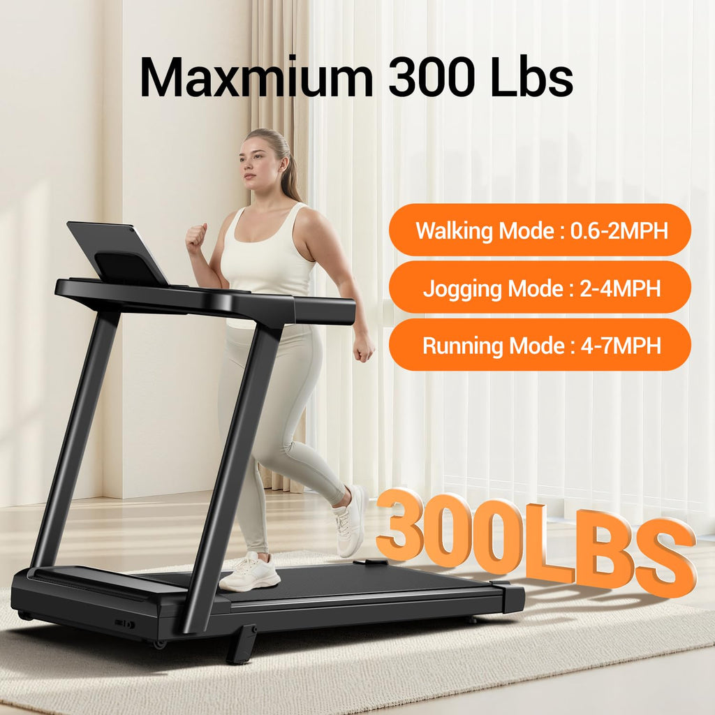 12% Incline Treadmill with Handle, 3-in-1 Portable Treadmills for Home and Office, Foldable Treadmills with 300 Lbs Weight Capacity, 3.0HP Quiet Walking Pad Treadmill, Three Touch Screen