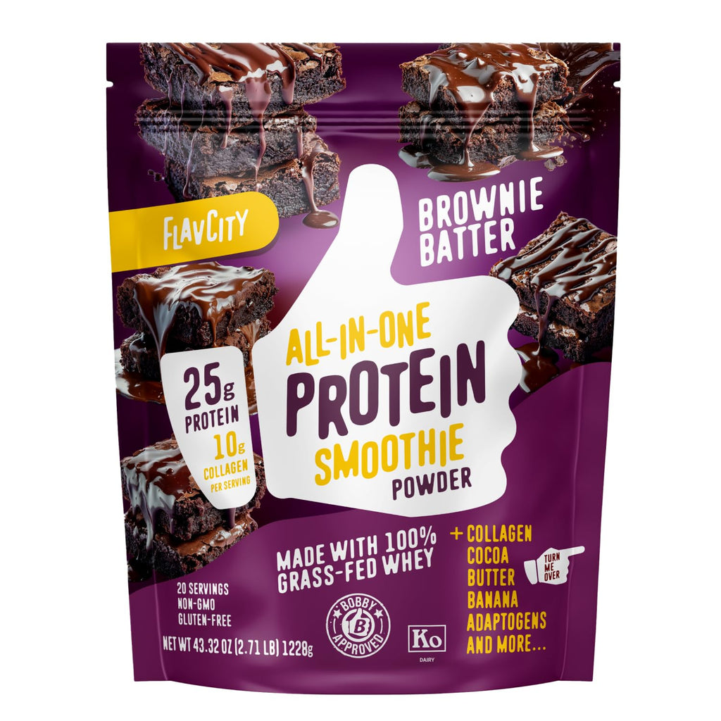 FlavCity Grass Fed Whey Chocolate Protein Powder - Chocolate Peanut Butter - 25g Protein & 10g Collagen - Made with Organic Cocoa & Coconut Milk - Gluten Free & No Added Sugars (20 Servings)