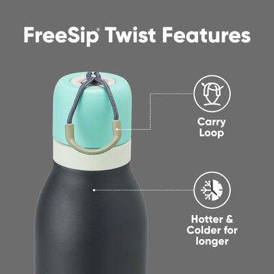Owala FreeSip Twist Insulated Stainless Steel Water Bottle with Straw for Sports and Travel, BPA-Free, 24-oz, Purple/Purple (California Grapevine)