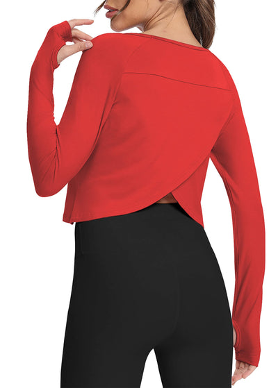 Bestisun Long Sleeve Athletic Workout Shirts Sports Yoga Gym Crop Tops for Women
