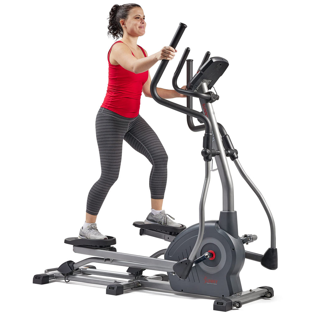 Sunny Health & Fitness Elliptical Trainer Machine w/Built-in Pulse Sensor, Low Impact Cardio Exerciser & Full-Body Cross Training for Home, Optional Free SunnyFit App Link & Electric w/300LB Load
