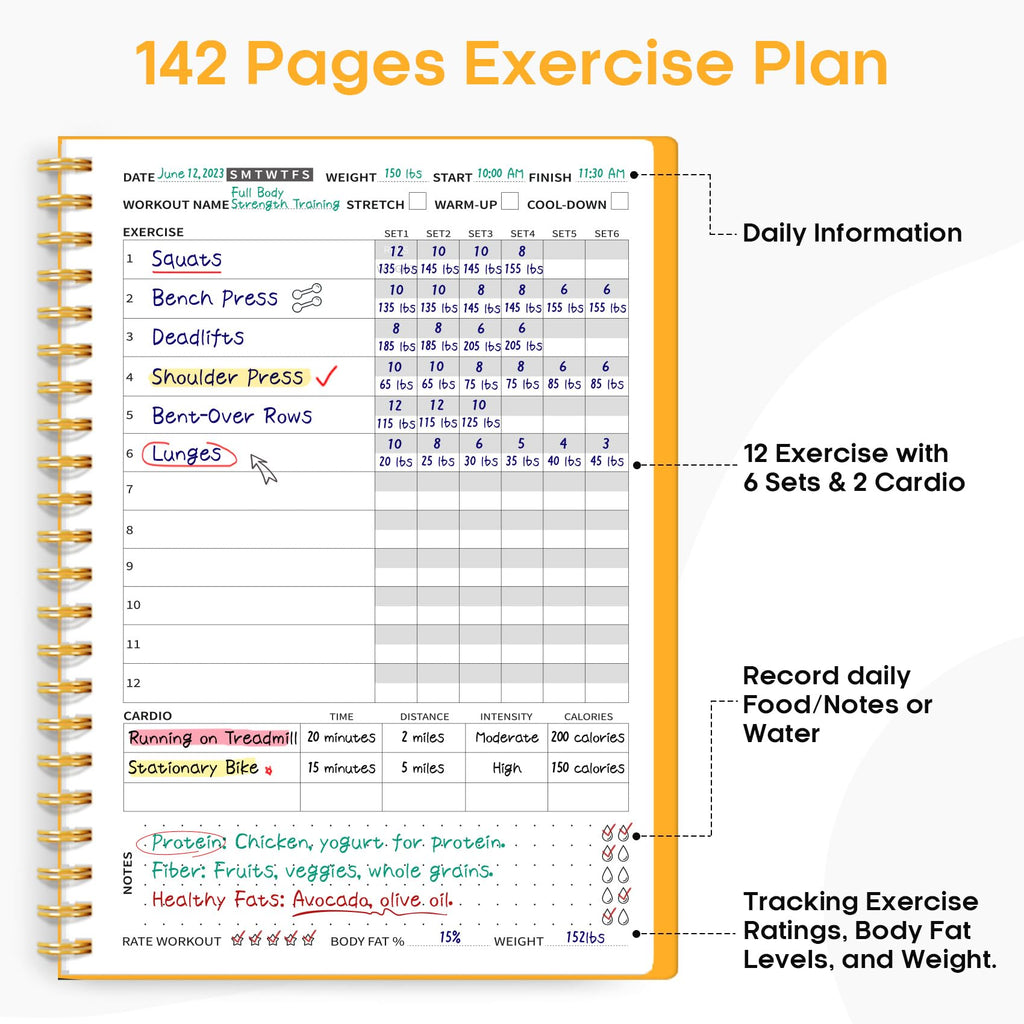 Fitness Workout Journal for Women & Men, A5(5.5" x 8.2") Workout Log Book Planner for Tracking, Progress, and Achieving Your Wellness Goals - Green