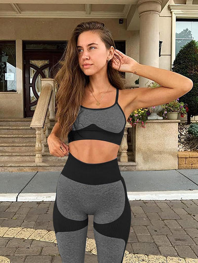 OLCHEE Women’s Workout Sets 2 Piece - Seamless Yoga Leggings and Cross-Strap Sports Bra Gym Outfits Activewear Matching Set