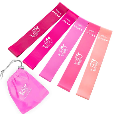 Fit Simplify Resistance Loop Exercise Bands with Instruction Guide and Carry Bag, Set of 5