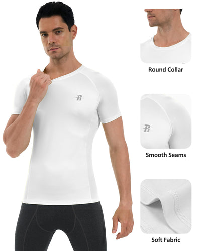 Runhit 3 Pack Men's Compression Shirts Short Sleeve Athletic T Shirt Cool Dry Workout Tops Sports Base Layer Undershirt