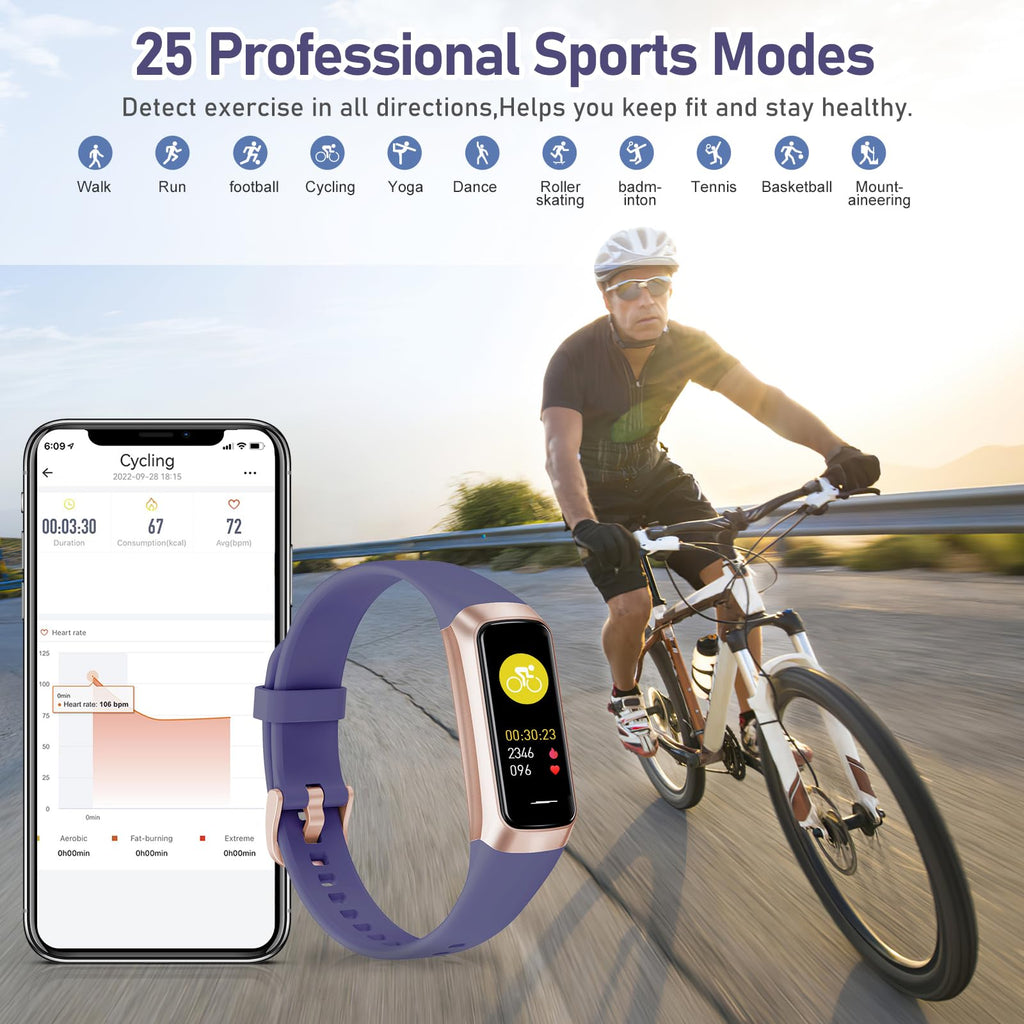 Fitness Tracker with 24/7 Heart Rate, Blood Oxygen Blood Pressure Sleep Monitor, Activity Trackers 5 ATM Waterproof,Step Calorie Counter Pedometer Health Smart Watch for Women Men Bordeaux