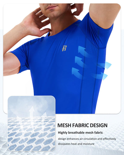 Runhit 3 Pack Men's Compression Shirts Short Sleeve Athletic T Shirt Cool Dry Workout Tops Sports Base Layer Undershirt