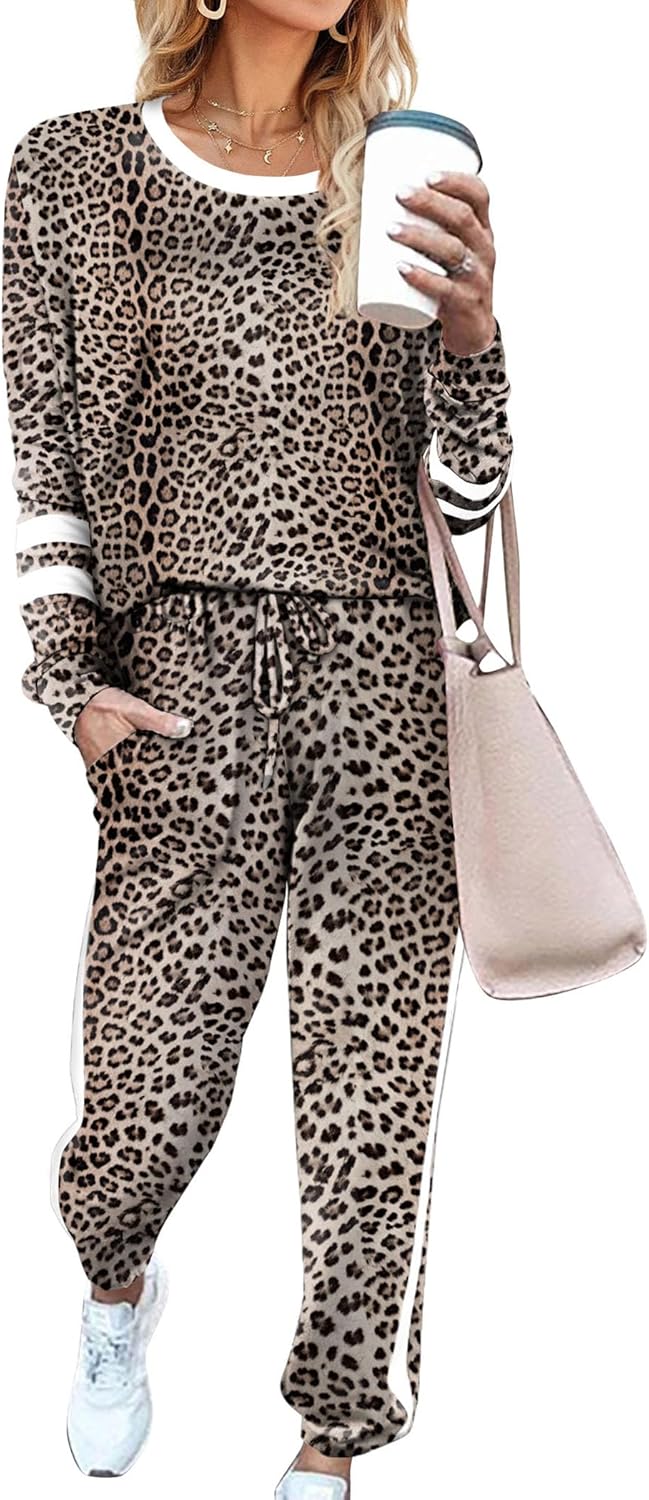 Aloodor Sweatsuit for Women 2 Piece Outfits for Womens Crewneck Sweatshirts Pullover