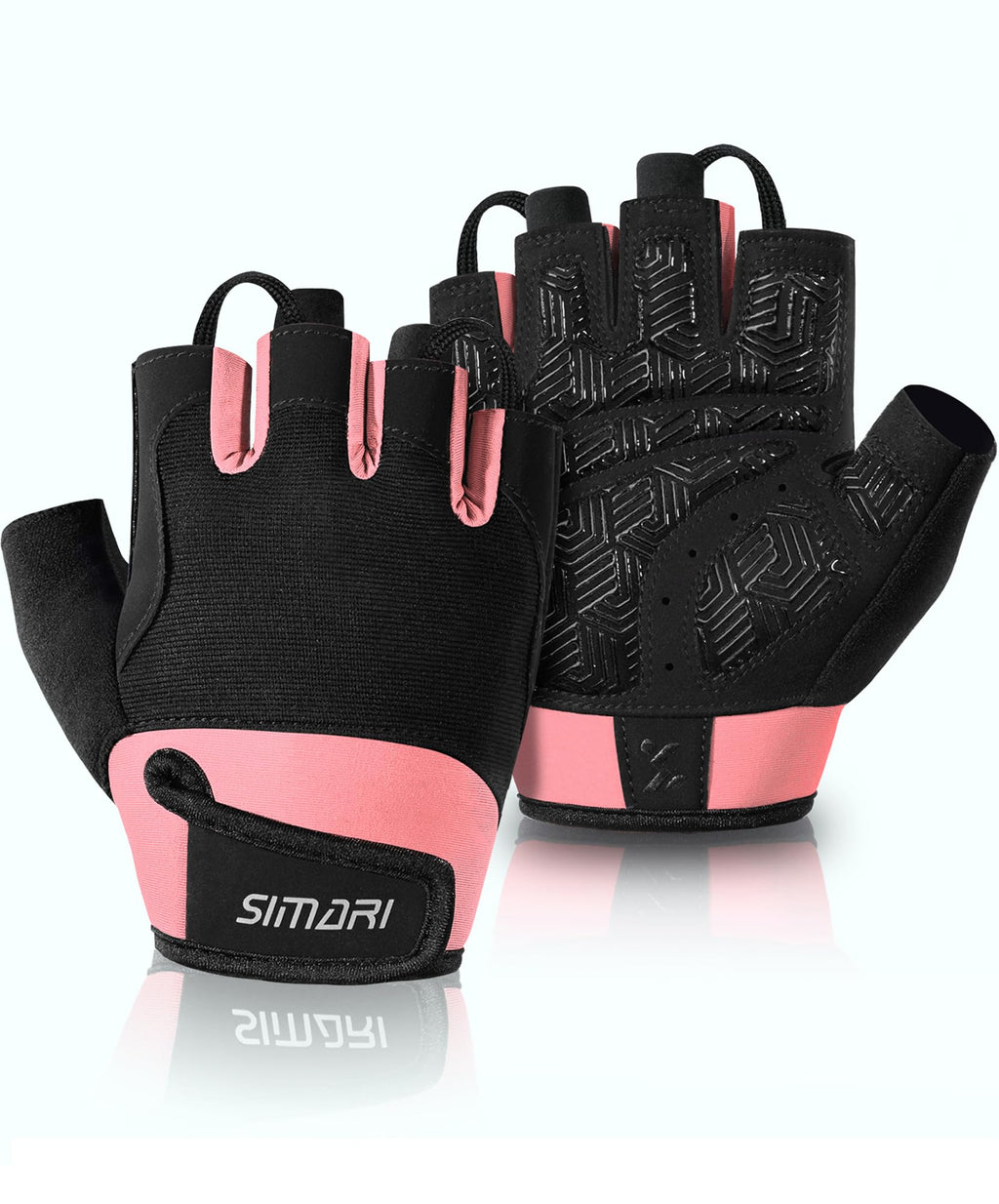 SIMARI Breathable Workout Gloves for Men & Women, Weight Lifting Gloves with Padded, Grip, Full Palm Protection, Gift for Gym Exercise, Cycling, Weightlifting Training, Fitness, Black, Pink, Size