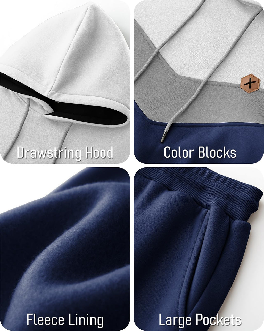 Mens Hoodie Tracksuit Set 2 Pieces Athletic Fleece Hooded Sweatsuit Casual Outfit Sweatshirt and Joggers Set