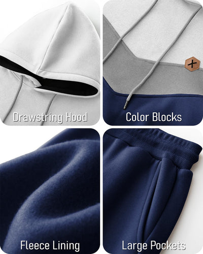 Mens Hoodie Tracksuit Set 2 Pieces Athletic Fleece Hooded Sweatsuit Casual Outfit Sweatshirt and Joggers Set