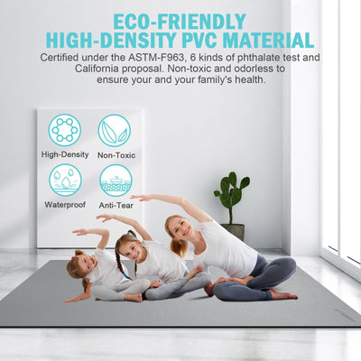 Large Exercise Mat 8'x5'|12'x6' Workout Mat for Home Gym Mats Exercise Heavy Duty Gym Flooring Fitness Mat Large Yoga Mat Cardio Mat for Weightlifting, Jump Rope, MMA, Shoe-Friendly