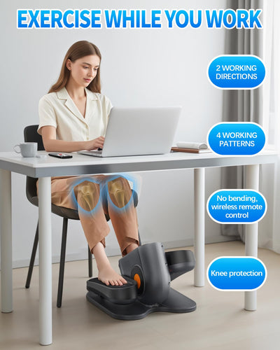 Under Desk Elliptical Machine, Electric Elliptical Leg Exerciser for Seniors with 12 Adjustable, Portable Quiet Elliptical Exercise Machine, Seated Pedal Exerciser with Remote Control