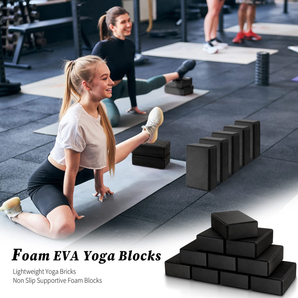 10 Pcs Foam EVA Yoga Blocks Lightweight Non Slip Supportive Yoga Bricks for Pilates Stretching and Meditation, Women Men Yogi Beginners