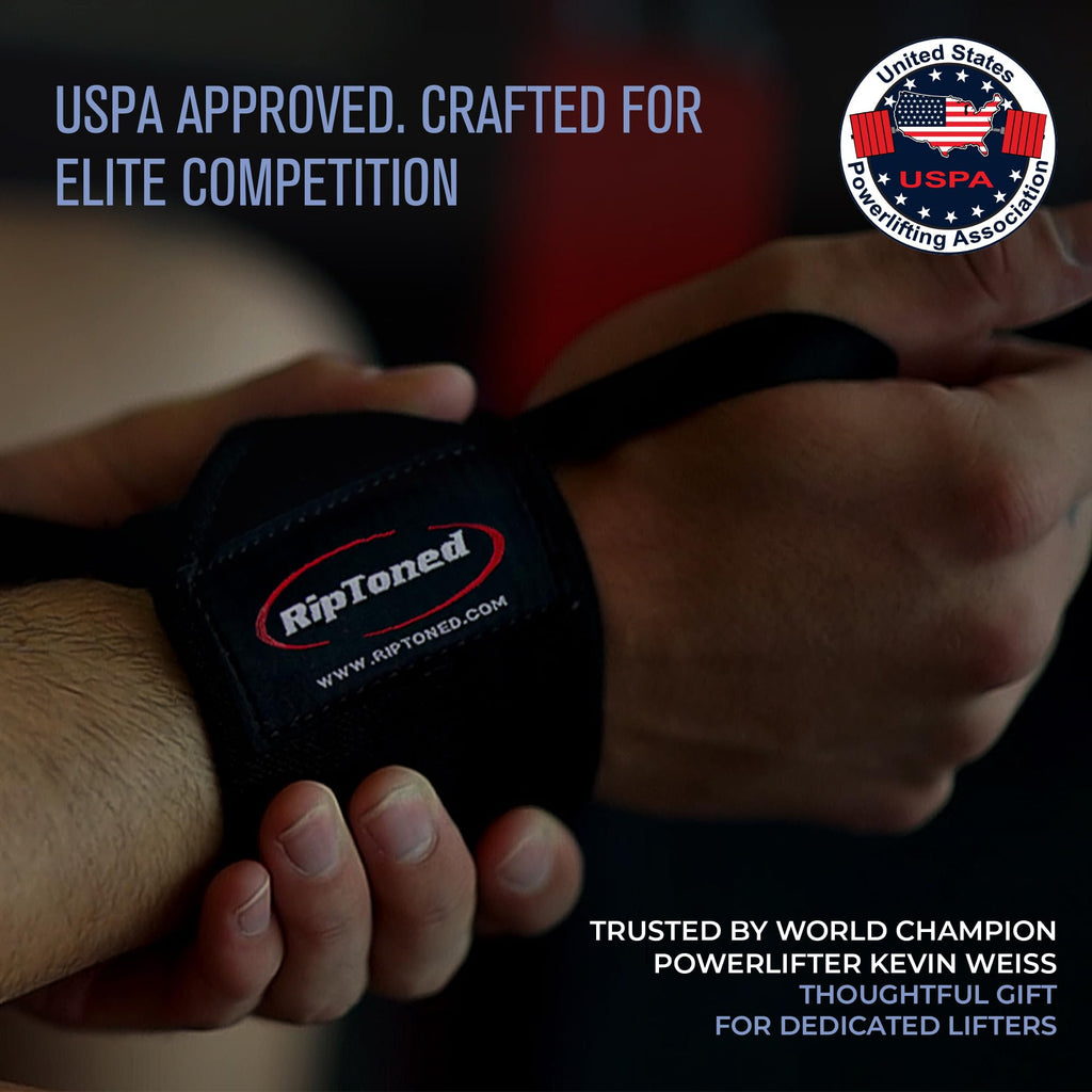 Rip Toned 18” Wrist Wraps - USPA Endorsed Wrist Straps for Weightlifting - Quality Wrist Support - Adjustable, Durable, Machine Washable - Gym Wraps for Powerlifting - for Men & Women