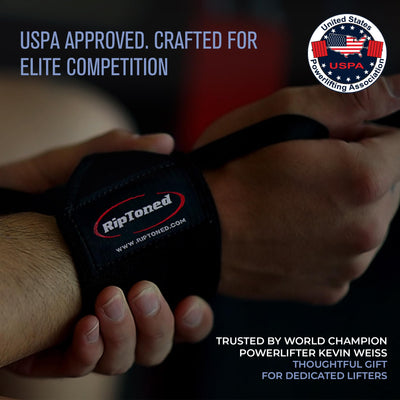 Rip Toned 18” Wrist Wraps - USPA Endorsed Wrist Straps for Weightlifting - Quality Wrist Support - Adjustable, Durable, Machine Washable - Gym Wraps for Powerlifting - for Men & Women