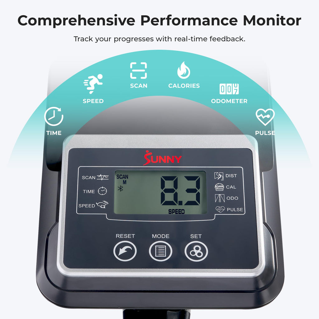 Sunny Health & Fitness Smart Elliptical Full-Body Cross Training Machine w/Extended Stride, Cardio Exercise Trainer for Home, Free SunnyFit App Bluetooth Connection, Optional 12" or 16" Stride Length