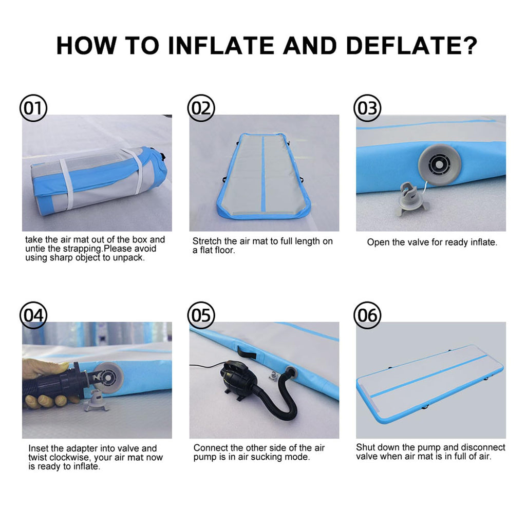 DAIRTRACK Inflatable Gymnastics Air Mat 10ft/13ft/16ft/20ft Tumble Track Tumbling Mats for Home Use/Gym/Training/Cheerleading/Yoga/Water