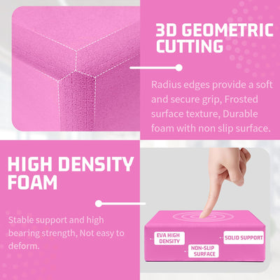 Yoga Blocks 2 Pack, EVA Foam Yoga Block Supportive, Non-Slip Exercise Blocks, Yoga Accessories for Pilates, Meditation, Balance, Stretching and Deep Poses