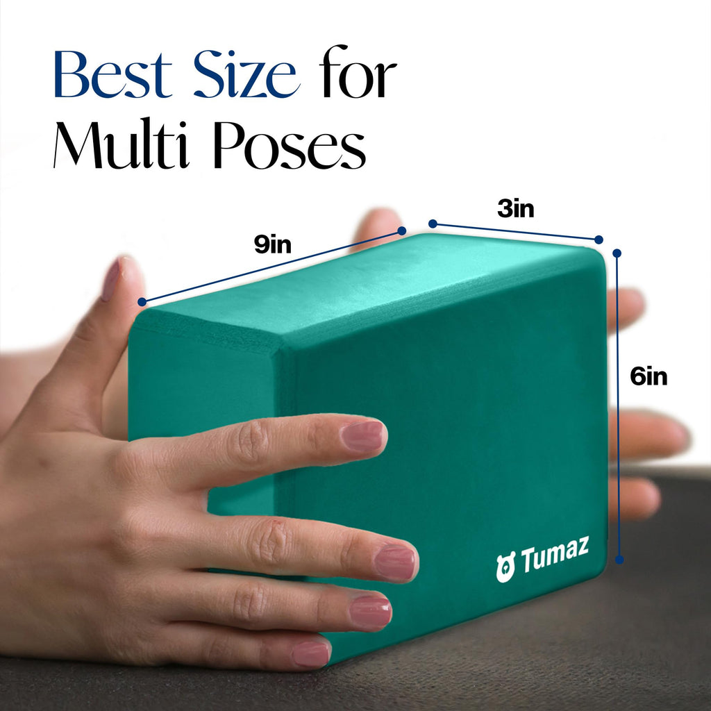 Tumaz Non-Slip Yoga Blocks 2-Pack - High Density/Lightweight EVA Foam & Natural Cork for Stability, Premium Set with E-Book Included