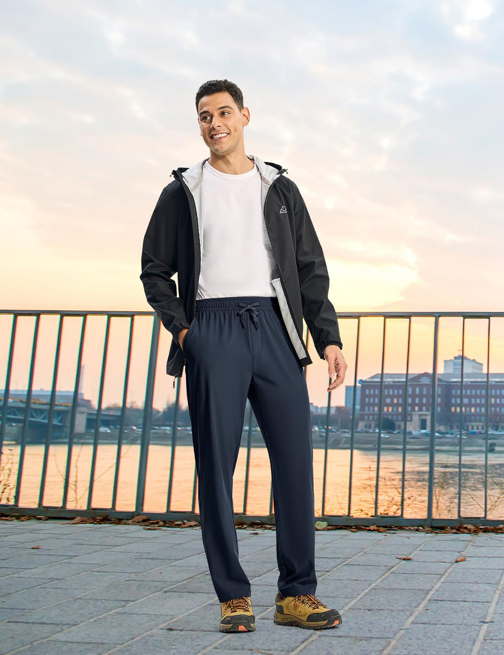 TBMPOY Mens Hiking Pants Lightweight Quick Dry 3 Pockets Travel Fishing Water-Resistant Athletic Workout Sweatpants