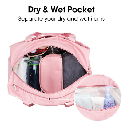 Ceneda 20" Gym Bag for Women with Wet Pocket & Shoe Compartment, Lightweight Duffel Waterproof Carry On Duffle for Travel, Yoga, Overnight (Green)