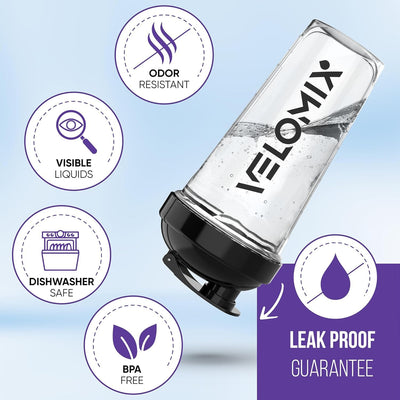 VELOMIX -4 PACK- 28 oz Protein Shaker Bottle for Protein Mixes - 4x Wire Whisk | Leak Proof Shaker Cups for Protein Shakes | Protein Shaker Bottle Pack | Protein Shake Cup (Brown)