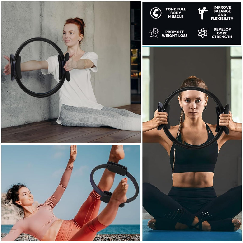 Pilates Ring and Ball Set Bulk, Pilates Equipment with 12 Inch Pilates Circle Rings, Small Yoga Balls, Resistance Bands, Pilate Essential Kit Bulk for Home Workouts Women, Pilates & Yoga Studio