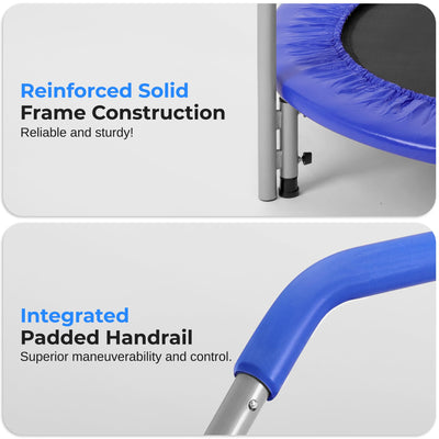 SereneLife 36/40" Foldable Mini Trampoline - Compact Fitness Trampoline for Kids Adults, Exercise Rebounder with Foam Handle, Indoor/Garden Workout Equipment, Max Load 150/220 lbs