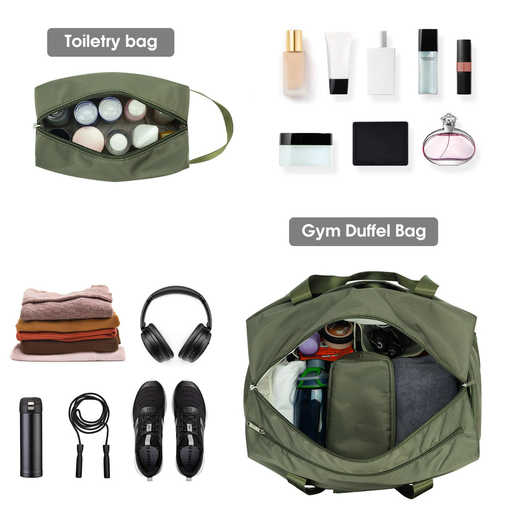 Ceneda 20" Gym Bag for Women with Wet Pocket & Shoe Compartment, Lightweight Duffel Waterproof Carry On Duffle for Travel, Yoga, Overnight (Green)