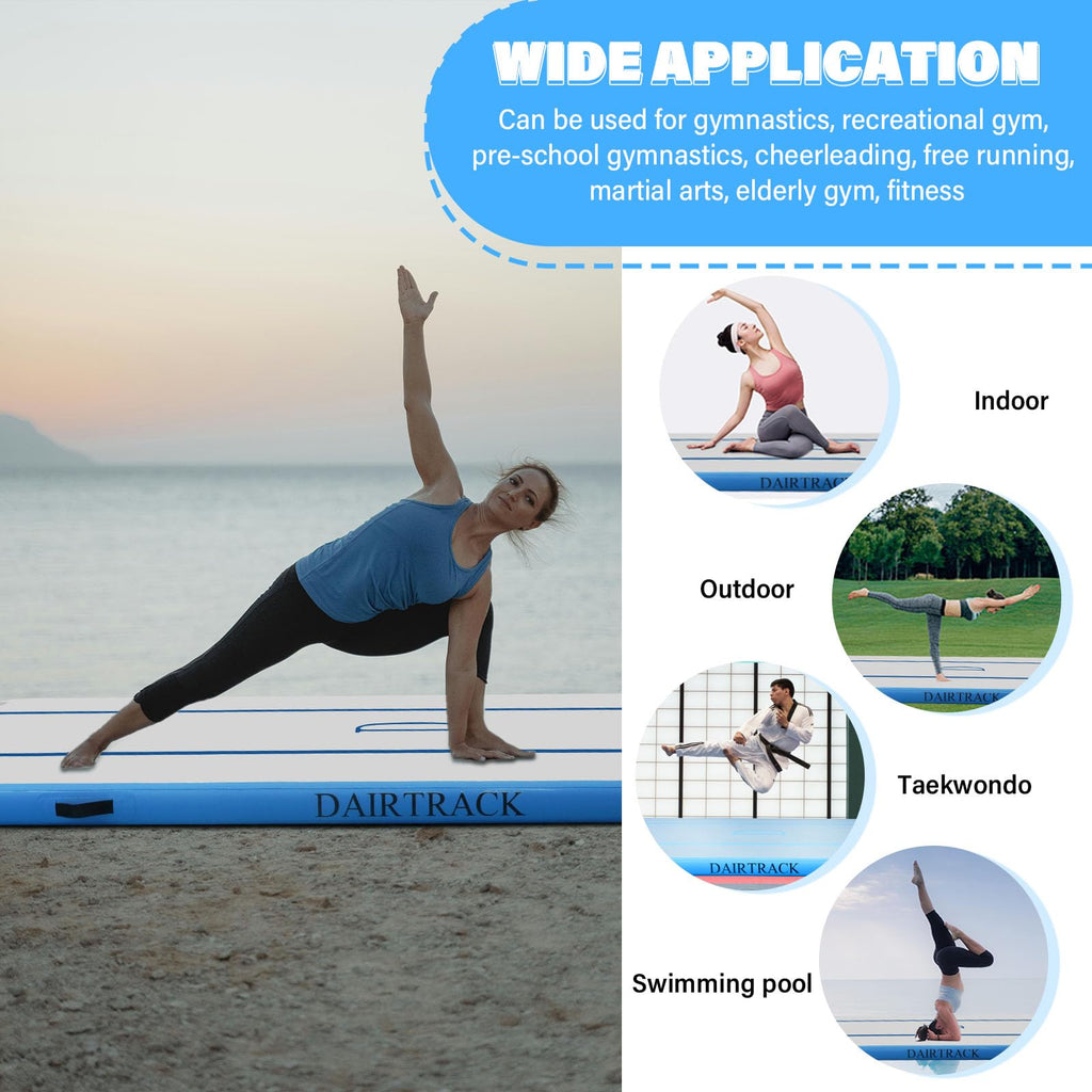 DAIRTRACK Inflatable Gymnastics Air Mat 10ft/13ft/16ft/20ft Tumble Track Tumbling Mats for Home Use/Gym/Training/Cheerleading/Yoga/Water