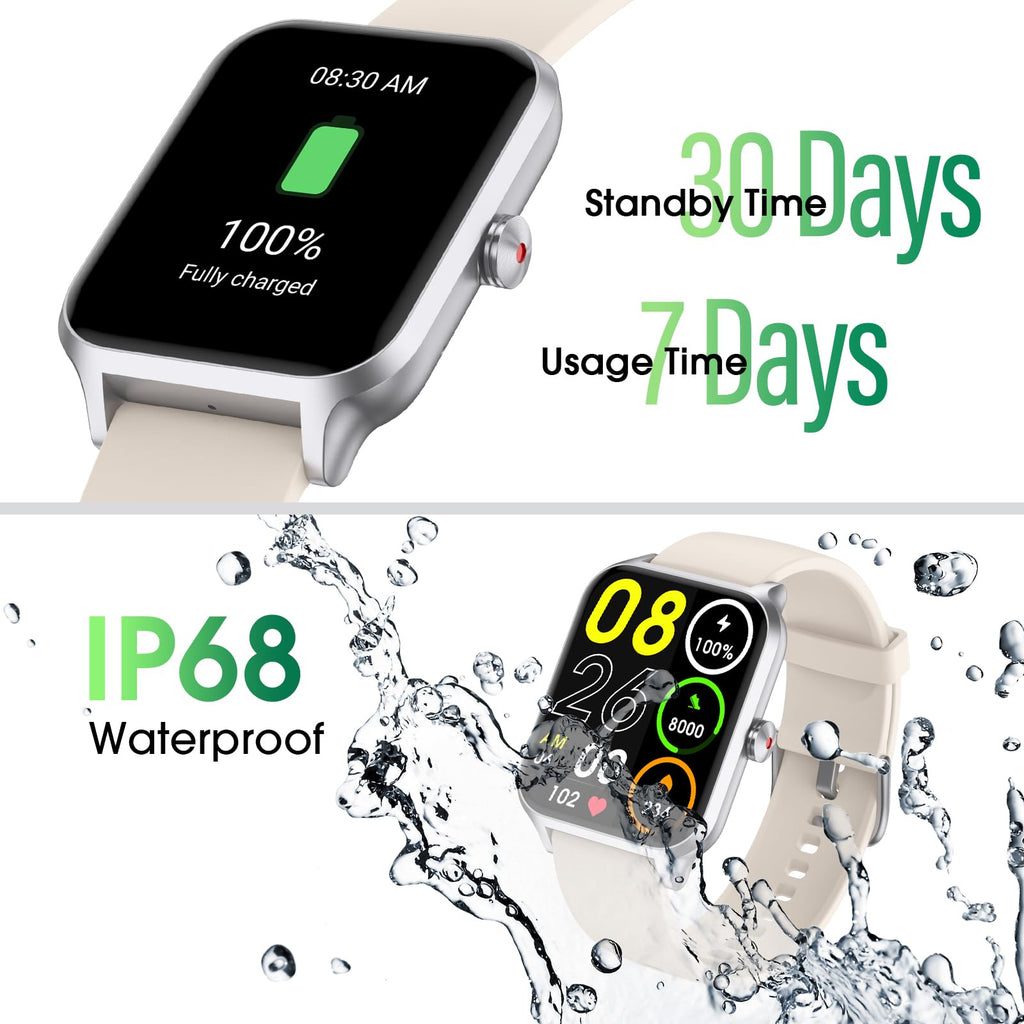 Smart Watch No App/Phone Required,42mm Smartwatch for Women Men,Fitness Tracker Watch with Heart Rate Monitor, Sleep Tracker, Pedometer,Step Counter,IP68 Waterproof, for Android iOS Phones