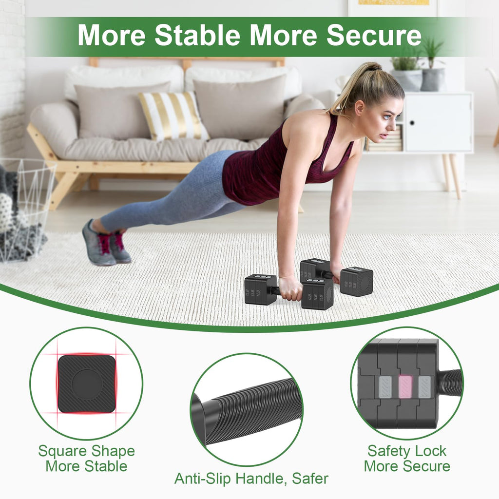 22LBS Adjustable Dumbbells Set, Hand Weights Sets with 5 Levels 3lb, 5lb, 7lb, 9lb, 11lb, Adjustable Weight Dumbbells for Women/Men Home Gym Full Body Workout