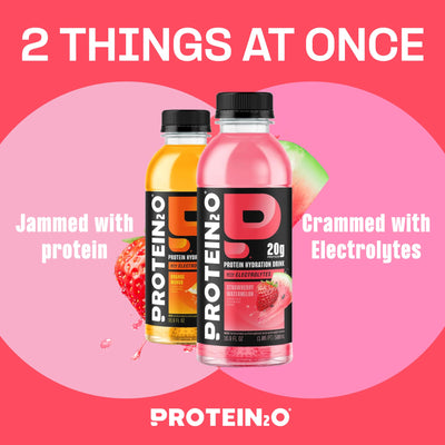 Protein2o Hydration Drink - 2-in-1 Liquid Clear Whey Protein Isolate and Electrolyte Drink - 20g Protein, Vitamins B5, B6 - Post-Workout Recovery - 16.9 Fl Oz - 12 Count Strawberry Watermelon