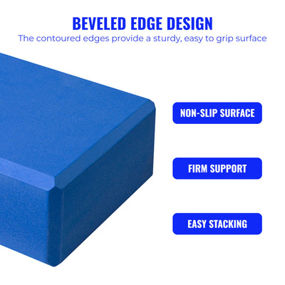 Hello Fit 3" Yoga Block, 10 Pack Bulk EVA Foam Yoga Blocks, Firm and Supportive Yoga Brick, Balance Foam for Stretching, Pilates, and Workout, 3" x 6" x 9"
