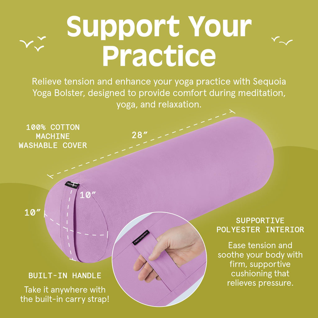 Retrospec Retrospec Sequoia Yoga Bolster Pillow - Meditation Cushion for Yoga Practices - Includes Machine Washable 100% Cotton Cover & Durable Carry Handle