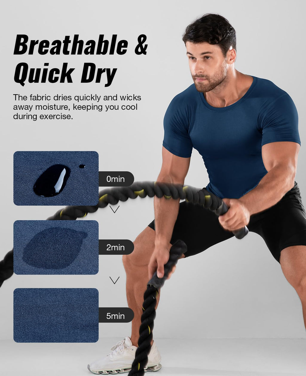 Niksa Men's Compression Shirts 1/2/4 Pack, Workout Gym Shirt Short Sleeve, Moisture Wicking Active Fit Base Layer T-Shirt