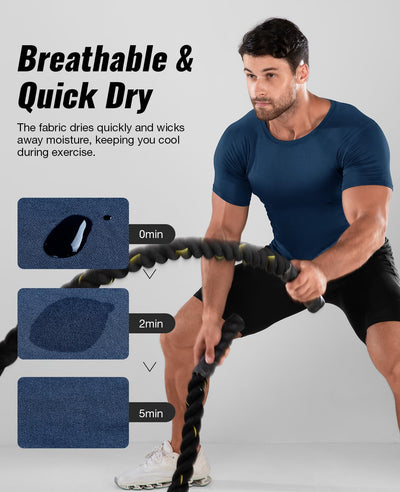 Niksa Men's Compression Shirts 1/2/4 Pack, Workout Gym Shirt Short Sleeve, Moisture Wicking Active Fit Base Layer T-Shirt