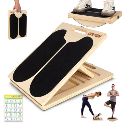 Slant Board for Calf Stretching, Adjustable Portable Wooden Incline Board for Calf Stretcher with Training Poster, 300 Lbs Weight Capacity Calf Stretch Wedge for Leg, Knees, Heel, Ankle & Stretching