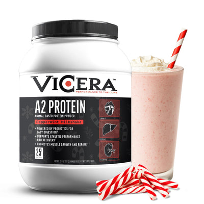 A2 Protein Powder, Peppermint Milkshake, 25 G Protein per Serving, Organic A2/A2 Whey Casein Blend With Probiotics and Celtic Sea Salt, Gluten Free Workout Supplement, Non GMO, 20 Serv, 27.4 Oz