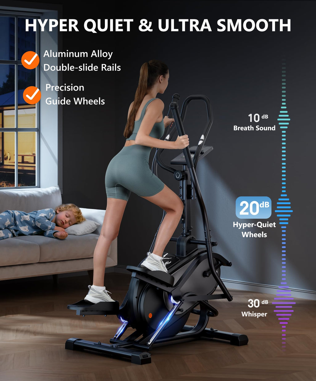 THERUN Elliptical Exercise Machine, 3-in-1 Cardio Climber Stepping Elliptical Machine for Home, Stair Stepper Elliptical Training Machines w/16 Levels Resistance, Pulse Sensor, LCD Monitor