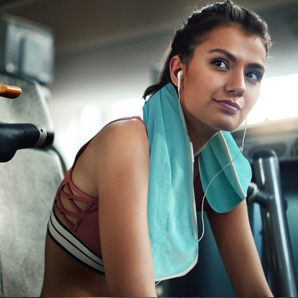 Microfiber Gym Towels Bigger Size Super Soft for Exercise Fitness, Sports, Workout, 380-GSM 15-Inch x 31-Inch Quick-Drying Towels (3 Pack, Grey+Blue+Purple)